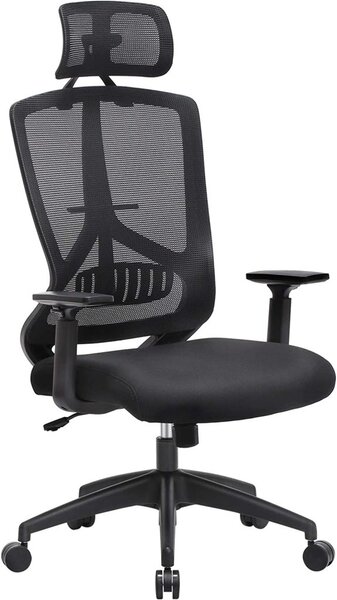 SONGMICS Ergonomikus Irodai Szék Állítható Fejtámlával Fekete