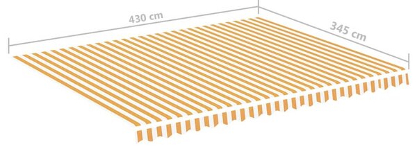 Sárga és fehér csere napellenző ponyva 4,5 x 3,5 m