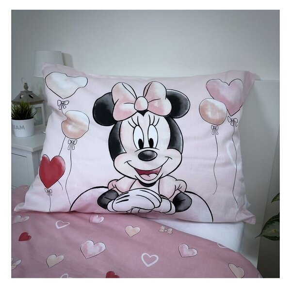 Rózsaszín egyszemélyes pamut gyerek ágyneműhuzat 140x200 cm Minnie "Balloon" – Jerry Fabrics