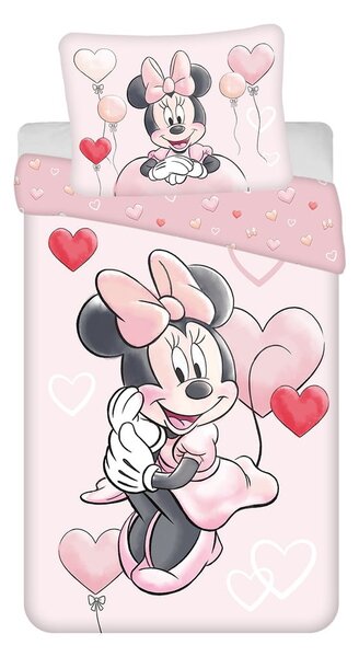 Rózsaszín egyszemélyes pamut gyerek ágyneműhuzat 140x200 cm Minnie "Balloon" – Jerry Fabrics