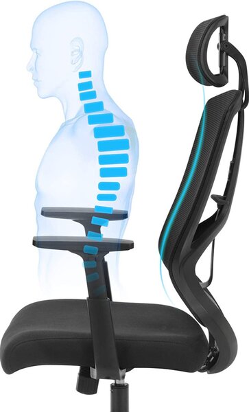 SONGMICS Ergonomikus Irodai Szék Állítható Fejtámlával Fekete