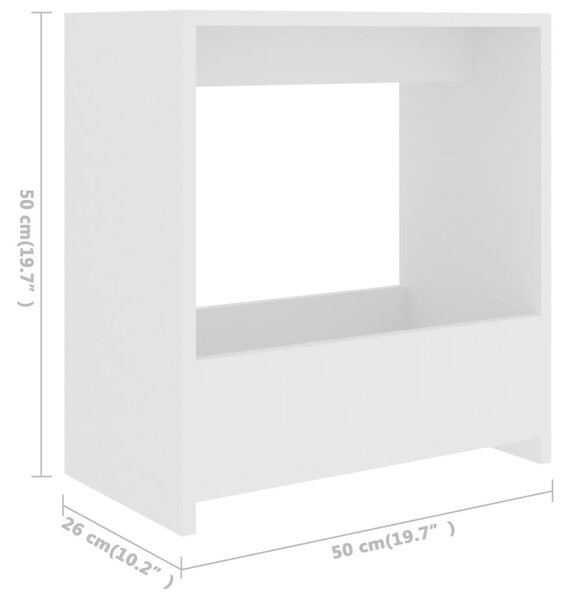 Fehér forgácslap kisasztal 50 x 26 x 50 cm