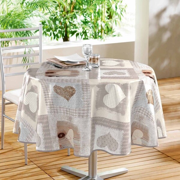 PVC lemosható asztalterítő ø 160 cm Cosy Coeur – douceur d'intérieur