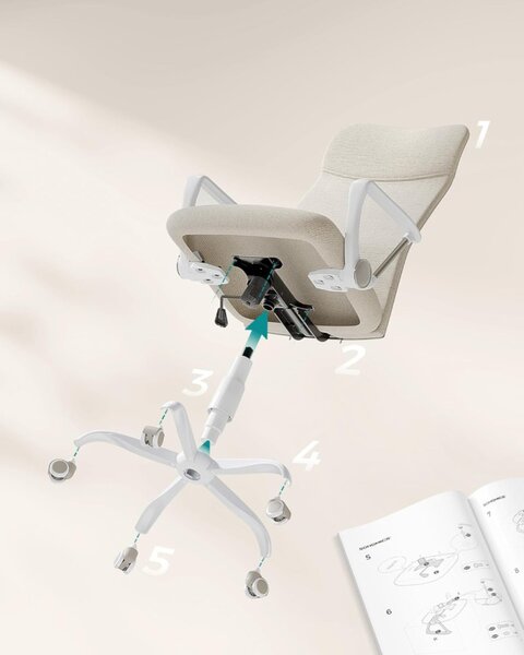 SONGMICS Ergonomikus Forgószék Párnázott Szövet Bevonattal Bézs