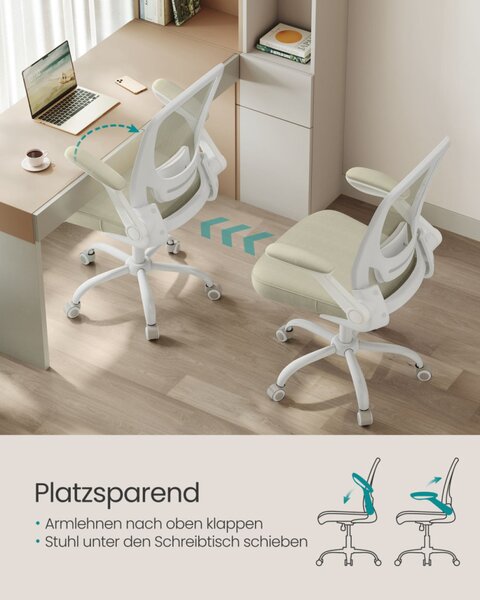 SONGMICS Ergonomikus Hálós Irodai Szék Bézs Színben Állítható Deréktámasszal