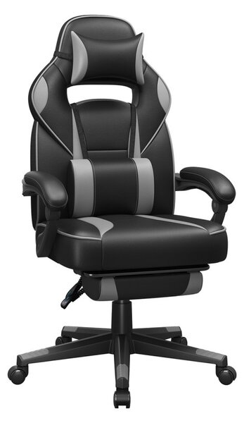 SONGMICS ergonomikus gamer szék lábtartóval fekete-szürke