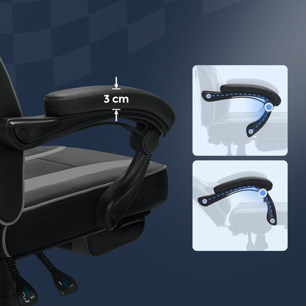 SONGMICS ergonomikus gamer szék lábtartóval fekete-szürke