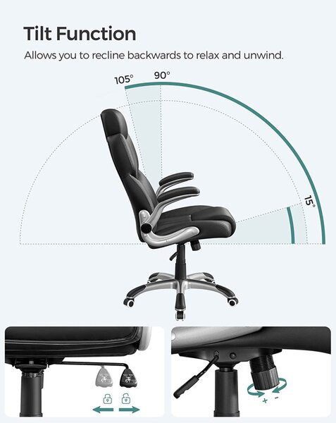 SONGMICS Racing Gamer Szék Fekete Ergonomikus Irodai Szék