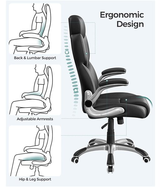 SONGMICS Racing Gamer Szék Fekete Ergonomikus Irodai Szék