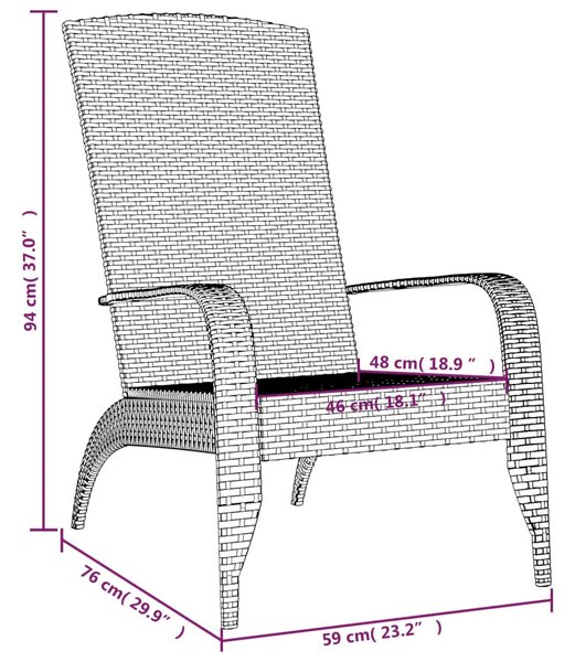 Fekete polyrattan kerti Adirondack szék