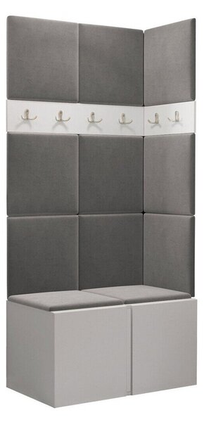 Előszoba garnitúra Pinis I, 186x84x46cm, Fehér, Kárpit, Laminált forgácslap