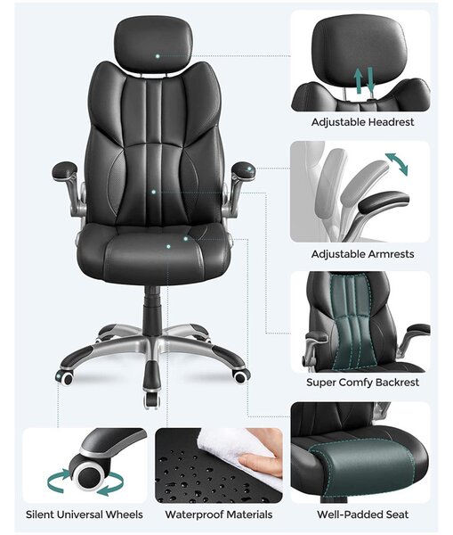 SONGMICS Racing Gamer Szék Fekete Ergonomikus Irodai Szék