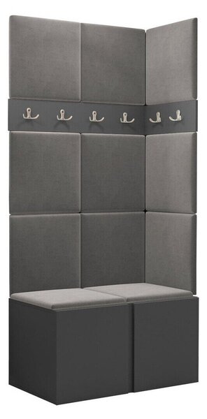Előszoba garnitúra Pinis I, 186x84x46cm, Grafit, Laminált forgácslap, Kárpit