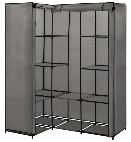 Szürke sarokruhásszekrény 130 x 87 x 169 cm