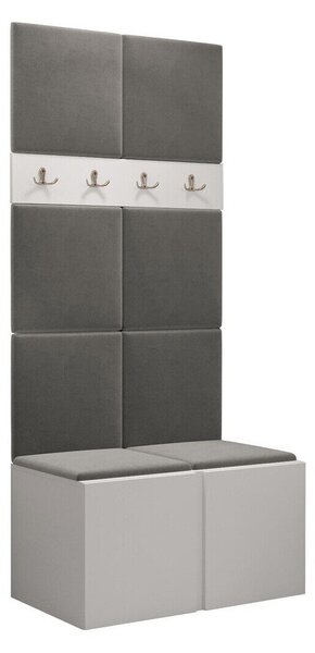 Előszoba garnitúra Pinis IV, 186x84x46cm, Fehér, Kárpit, Laminált forgácslap