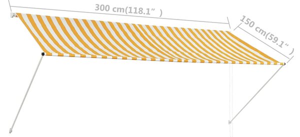 Feltekerhető sárga és fehér napellenző 300 x 150 cm