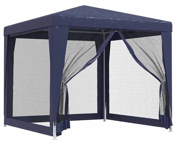 Kék HDPE rendezvénysátor 4 hálós oldalfallal 2,5x2,5 m