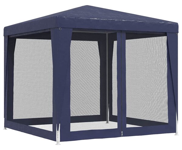 Kék HDPE rendezvénysátor 4 hálós oldalfallal 2,5x2,5 m