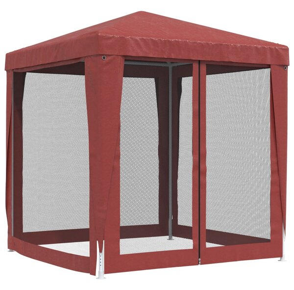 Piros HDPE rendezvénysátor 4 hálós oldalfallal 2 x 2 m