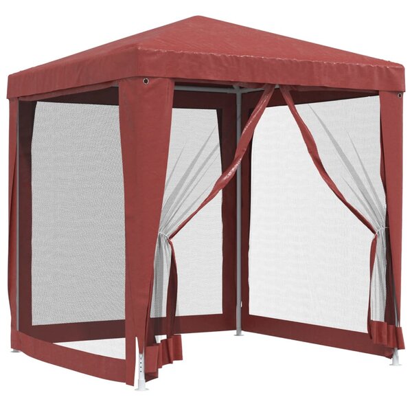 Piros HDPE rendezvénysátor 4 hálós oldalfallal 2 x 2 m