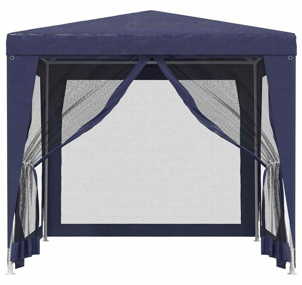 Kék HDPE rendezvénysátor 4 hálós oldalfallal 2,5x2,5 m