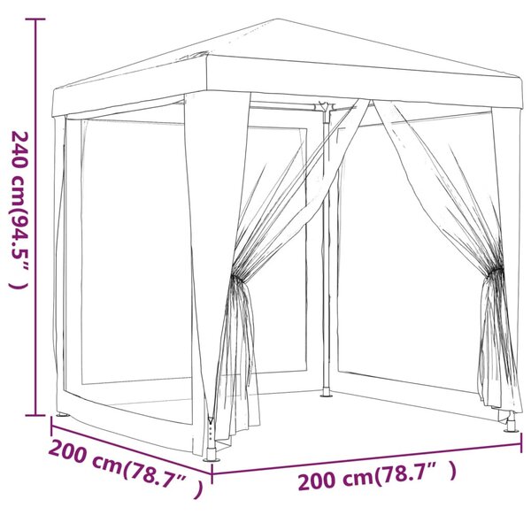 Partisátor 4 hálós oldalfallal 2 x 2 m