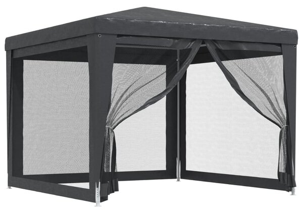 Antracitszürke HDPE rendezvénysátor 4 hálós oldalfallal 3x3 m