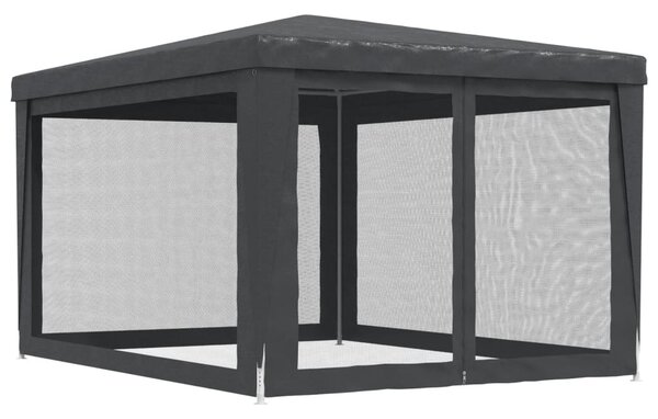 Antracit HDPE rendezvénysátor 4 hálós oldalfallal 3x4 m