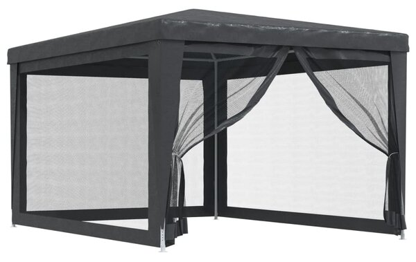Antracit HDPE rendezvénysátor 4 hálós oldalfallal 3x4 m
