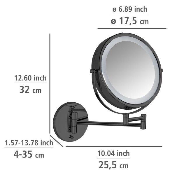 Nagyítós kozmetikai tükör világítással (ötszörös nagyítás) ø 25,5 cm Lumi – Wenko