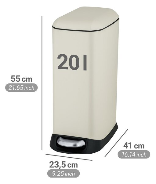 Krémszínű acél pedálos szemetes 20 l Design – Wenko
