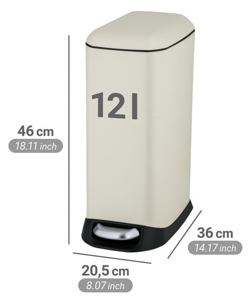 Krémszínű acél pedálos szemetes 12 l Design – Wenko