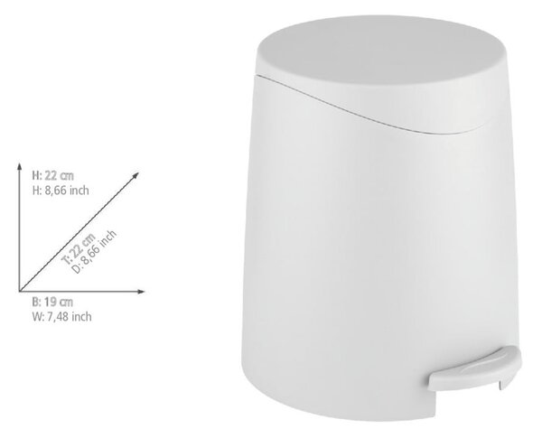 Fehér műanyag pedálos szemetes 3 l Portes – Allstar