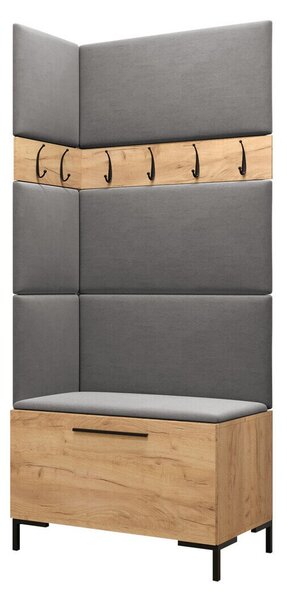 Előszoba garnitúra Nomal IV, 196x84x46cm, Craft tölgy, Kárpit, Laminált forgácslap