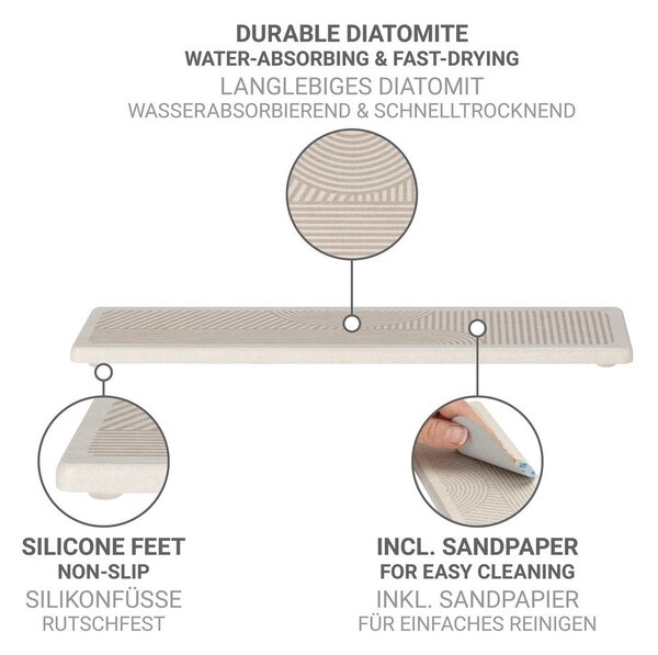 Bézs kovaföld edénycsepegtető alátét 30x8 cm Damon – Wenko