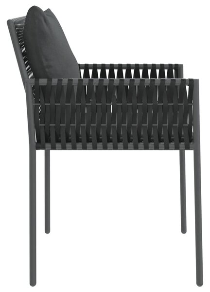 2 db fekete polyrattan kerti szék párnával 54 x 61 x 83 cm