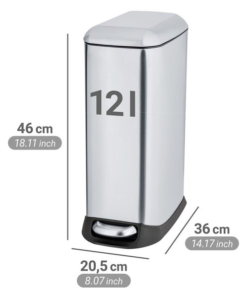 Ezüstszínű rozsdamentes acél pedálos szemetes 12 l Design – Wenko
