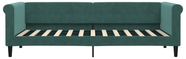 Sötétzöld kihúzható bársony heverő 80 x 200 cm