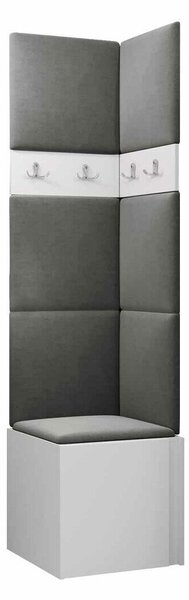 Előszoba garnitúra Pinis XXI, 186x42x46cm, Fehér, Laminált forgácslap, Kárpit