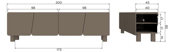 Barna borovi fenyő TV-állvány 200x58x45 cm Root – WOOOD