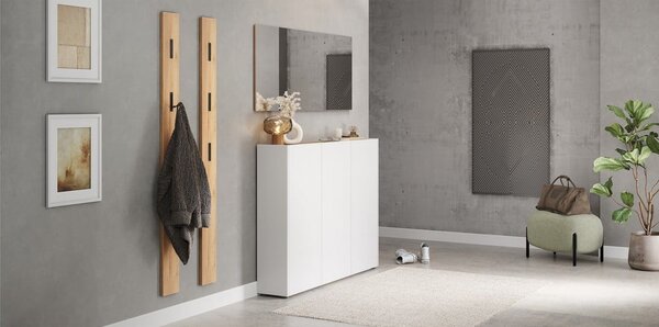 Fehér szekrény tölgyfa dekorral 138x105x25 cm Libbiano – Germania