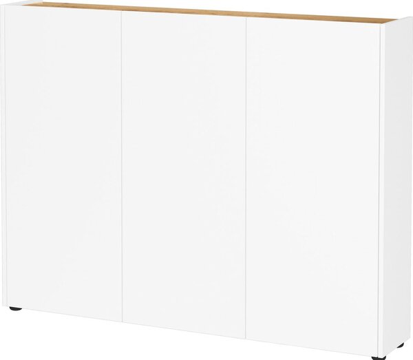 Fehér szekrény tölgyfa dekorral 138x105x25 cm Libbiano – Germania