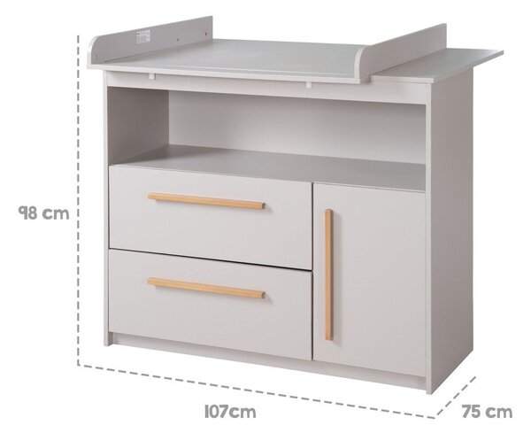 Világosszürke gyerek komód pelenkázó feltéttel 107x98x75 cm Lea – Roba