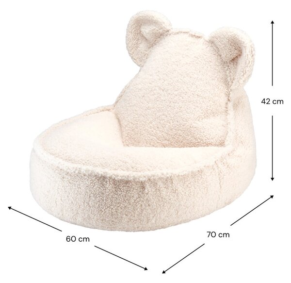 Krémszínű buklé gyerek babzsákfotel Bear – Wigiwama