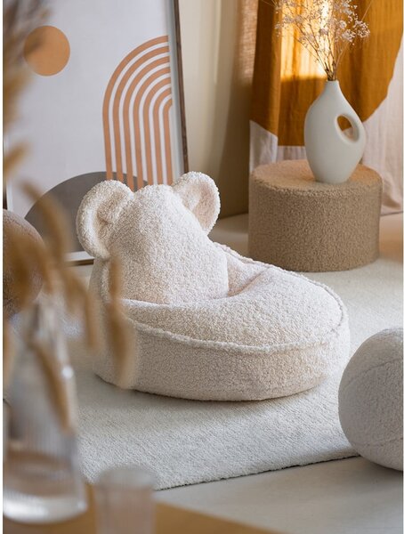Krémszínű buklé gyerek babzsákfotel Bear – Wigiwama