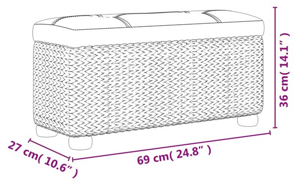2 db gyékény tárolópad szürke párnával 69 cm