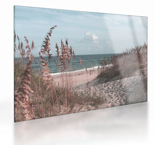 Üveg kép - Rózsaszín strand (70x50 cm)