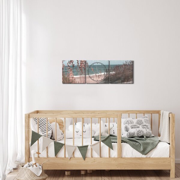 Kép - Rózsaszín strand (órával) (90x30 cm)
