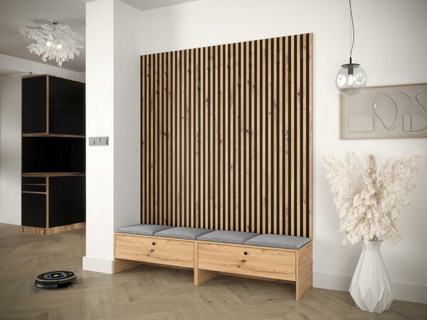 Előszoba garnitúra Donio V, 206x170x44cm, Kárpit, Laminált forgácslap