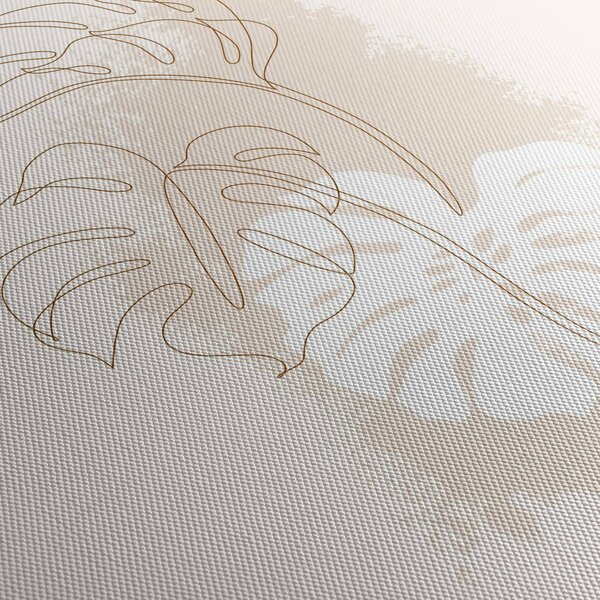 Kép - Line art monstera N⁰1 (órával) (90x30 cm)